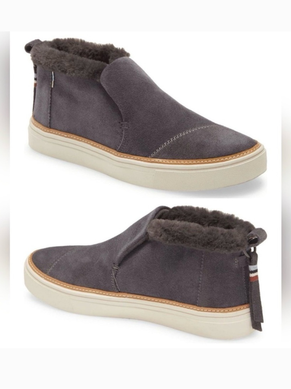TOMS Paxton Slip On Suede Sneaker Booties Forged Iron Grey Size 6.5W Cabincore